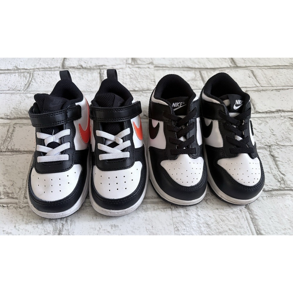 Lot of 2 pair Kids Toddler 8C Nike Shoes Black/White
